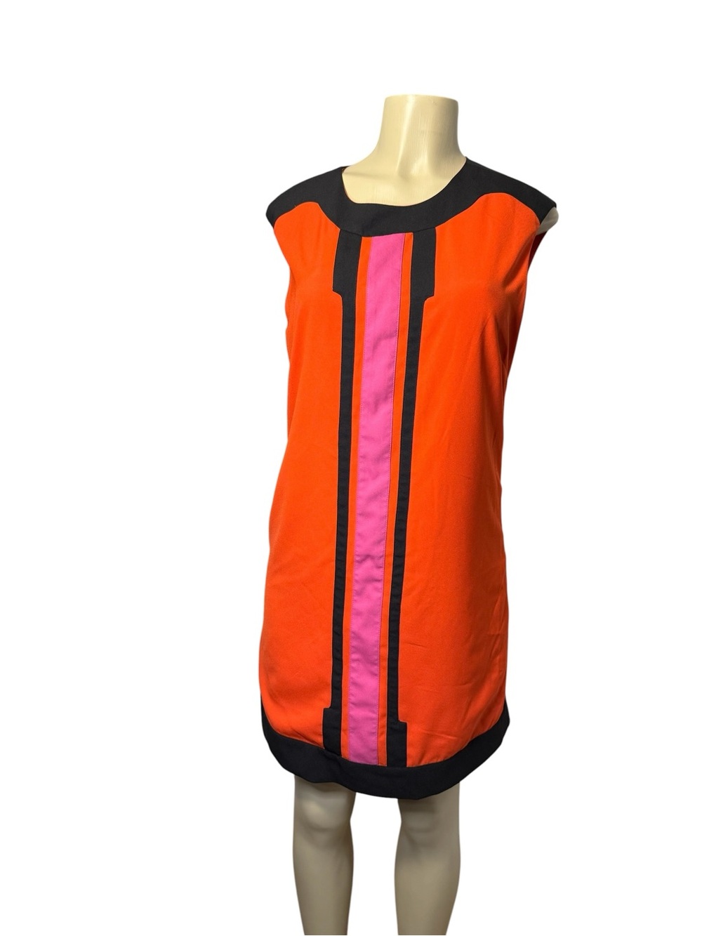 Jade Vintage Orange and Pink Colorblock Shift Dress